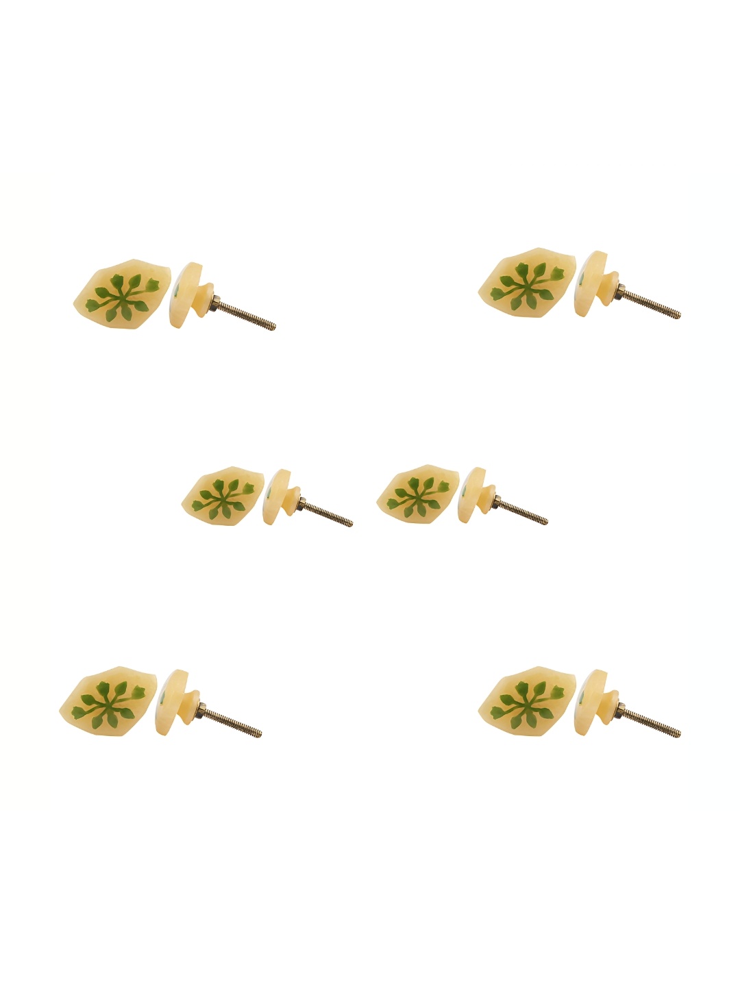 

Indianshelf 6Pcs Green & Yellow Textured Resin Leaf Knobs