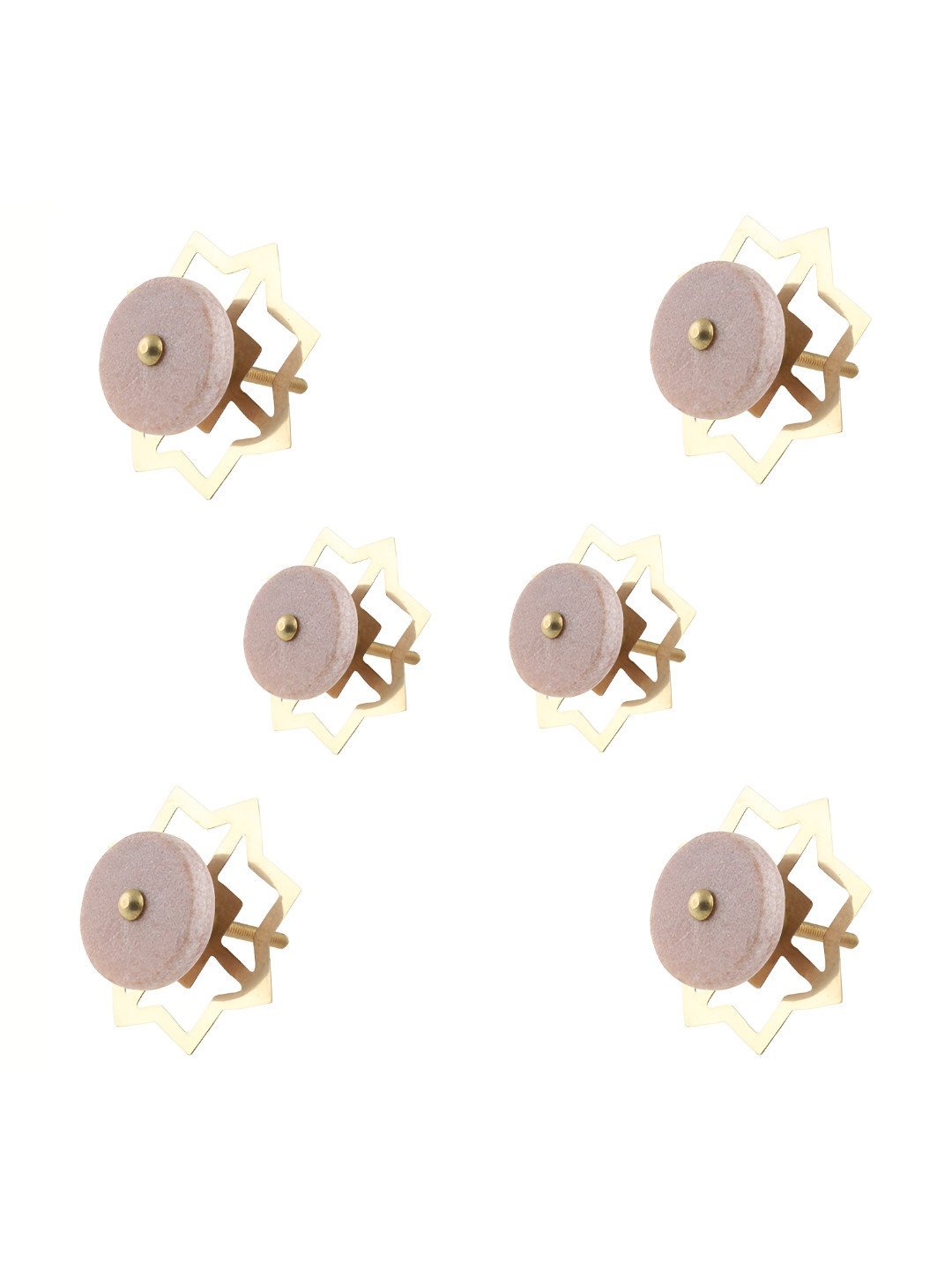 

Indianshelf Pink 6-Pcs Flat Stone Cabinet Knob