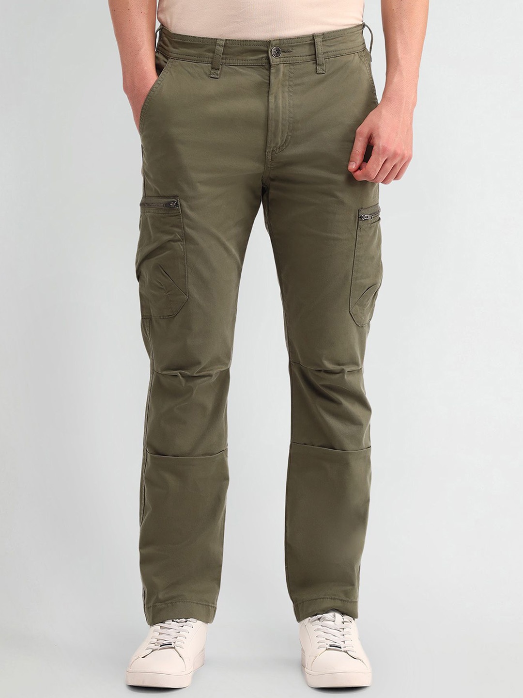 

U.S. Polo Assn. Denim Co. Men Classic Straight Fit Cargos Cotton Trousers, Green