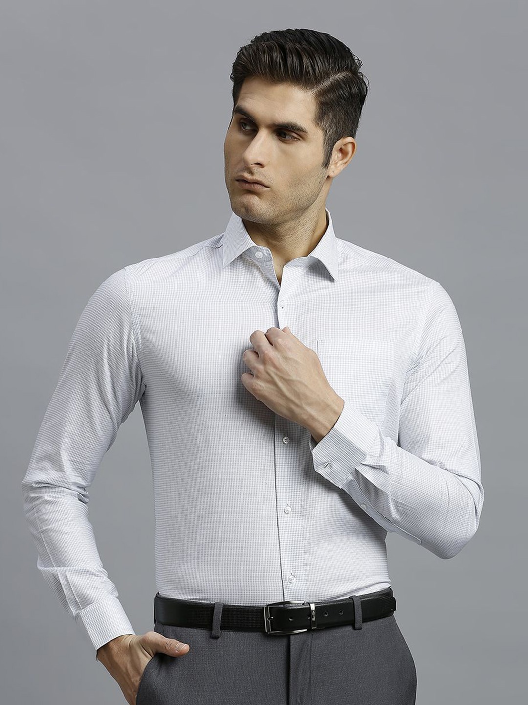 

Reid & Taylor Men Classic Opaque Checked Formal Shirt, White