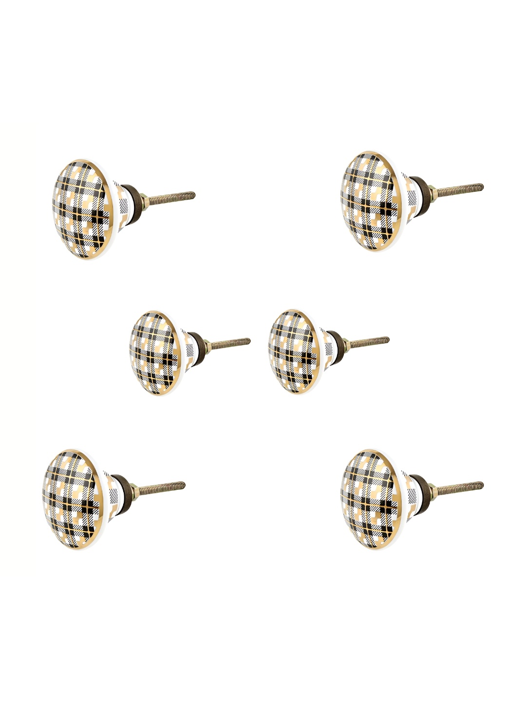 

Indianshelf White & Brown 6 Pieces Printed Ceramic Knobs