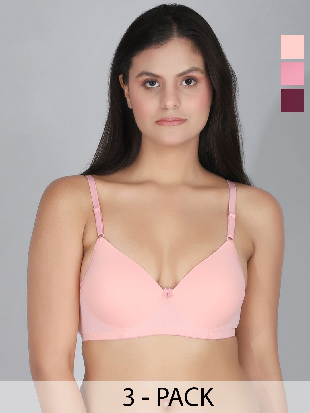 

StyFun Pack of 3 Full Coverage Lightly Padded T-shirt Bra, Beige
