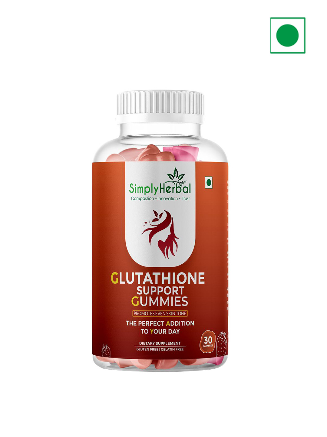 

Simply Herbal Glutathione Gummies For Skin Lightening & Whitening - 30 Gummis, Red