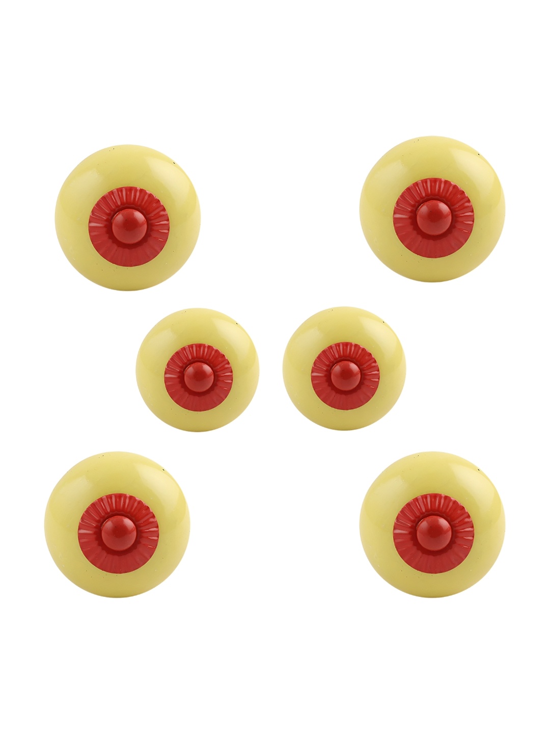 

Indianshelf Yellow & Red 6 Pieces Textured Ceramic Knobs