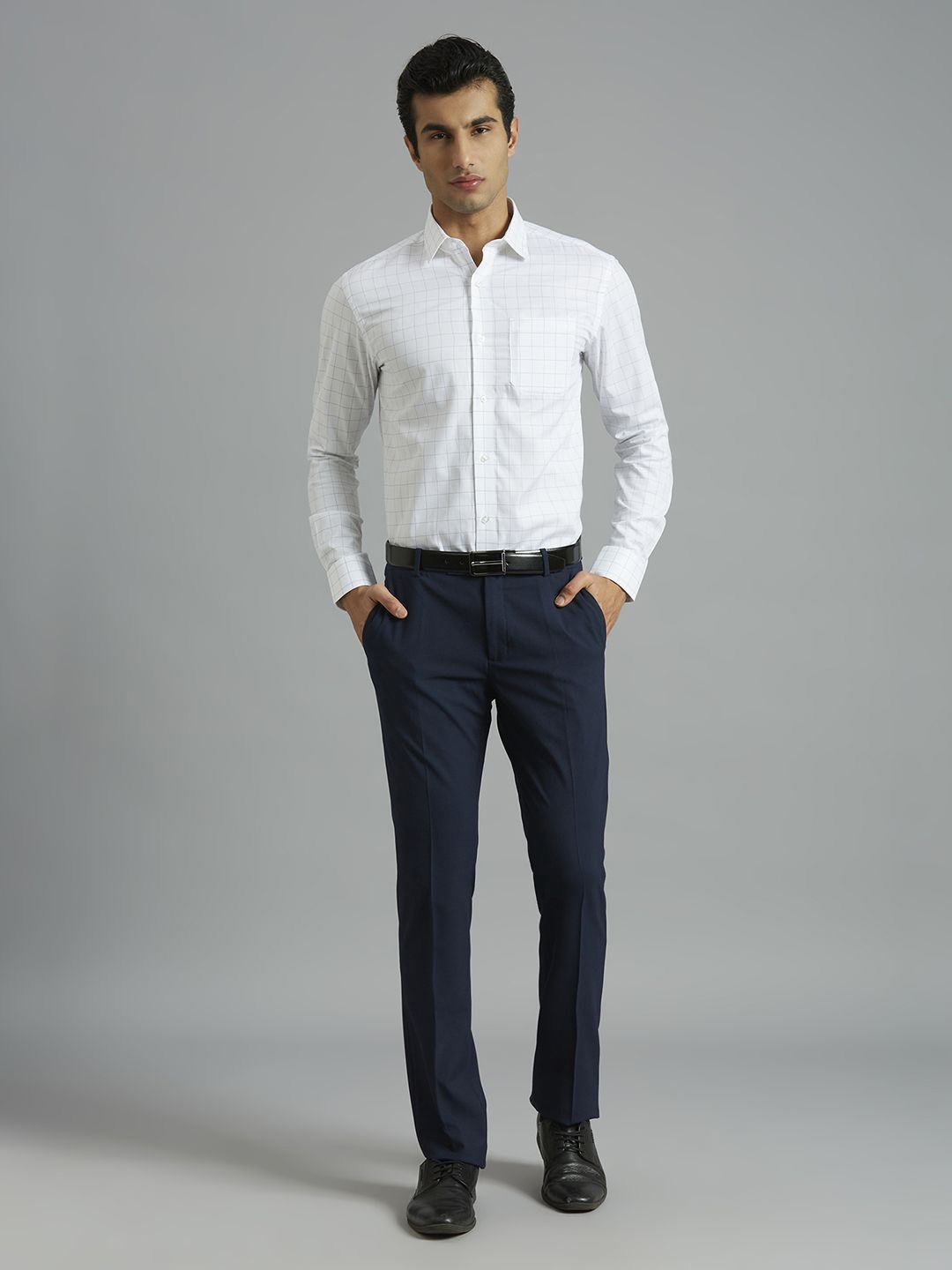 

Reid & Taylor Men Classic Opaque Checked Formal Shirt, White