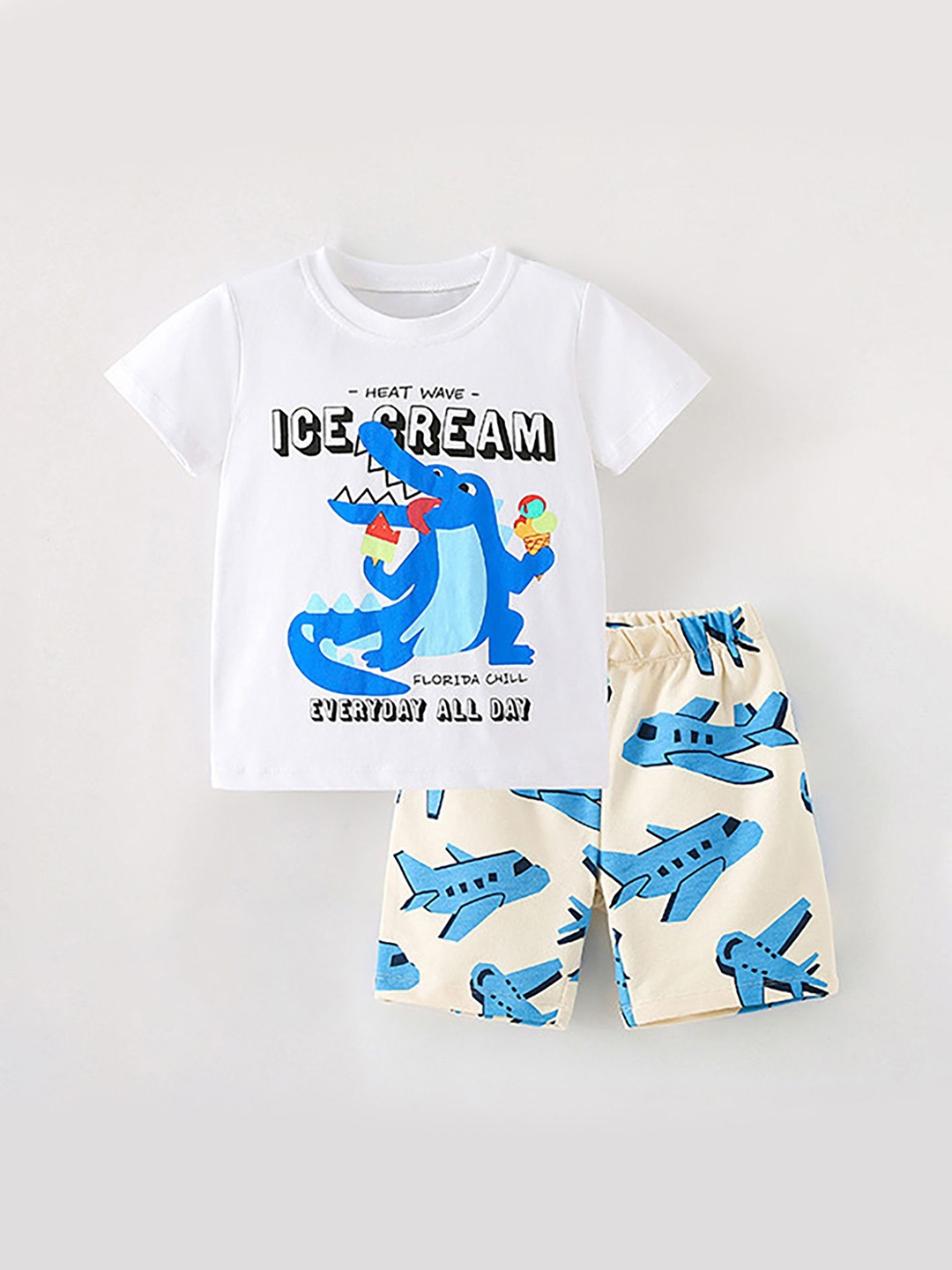 

LULU & SKY Boys Printed T-shirt with Shorts, Blue