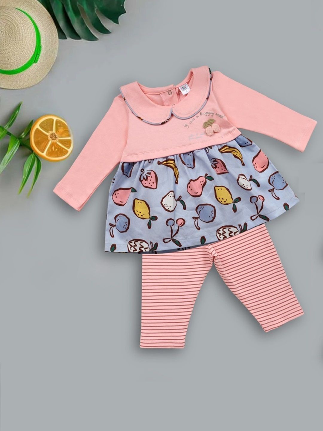 

Babys Day Girls Printed Top with Leggings, Pink
