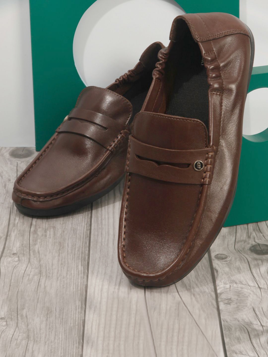 

ID Men Leather Slip-On Loafers, Brown