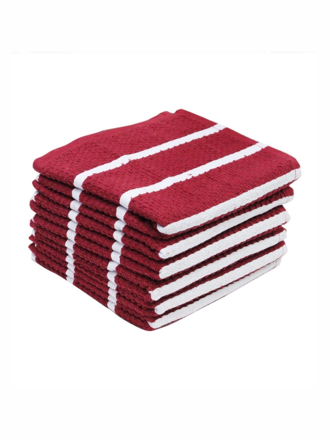 

Lushomes 6-Pcs Maroon & White Striped Kitchen Towels