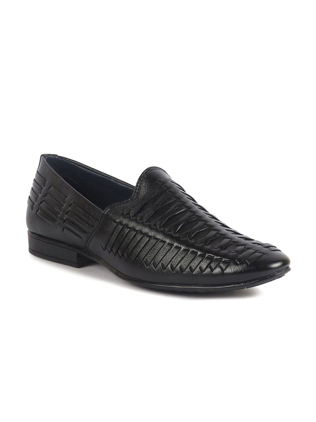 

FAUSTO Men Woven Design Lightweight Mojaris, Black