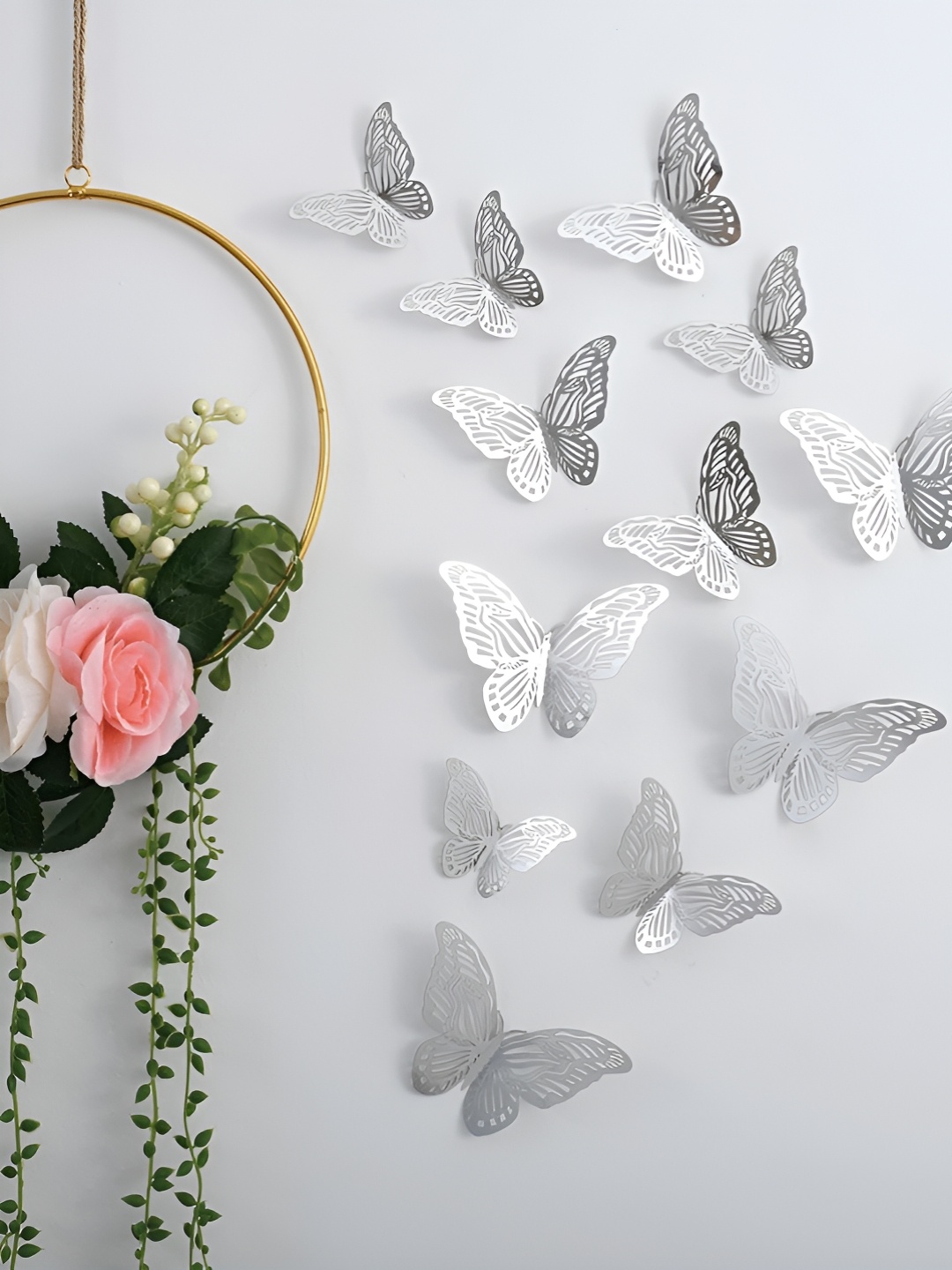

Asian Royal 3D Silver 12 Pieces Butterfly Wall Stickers