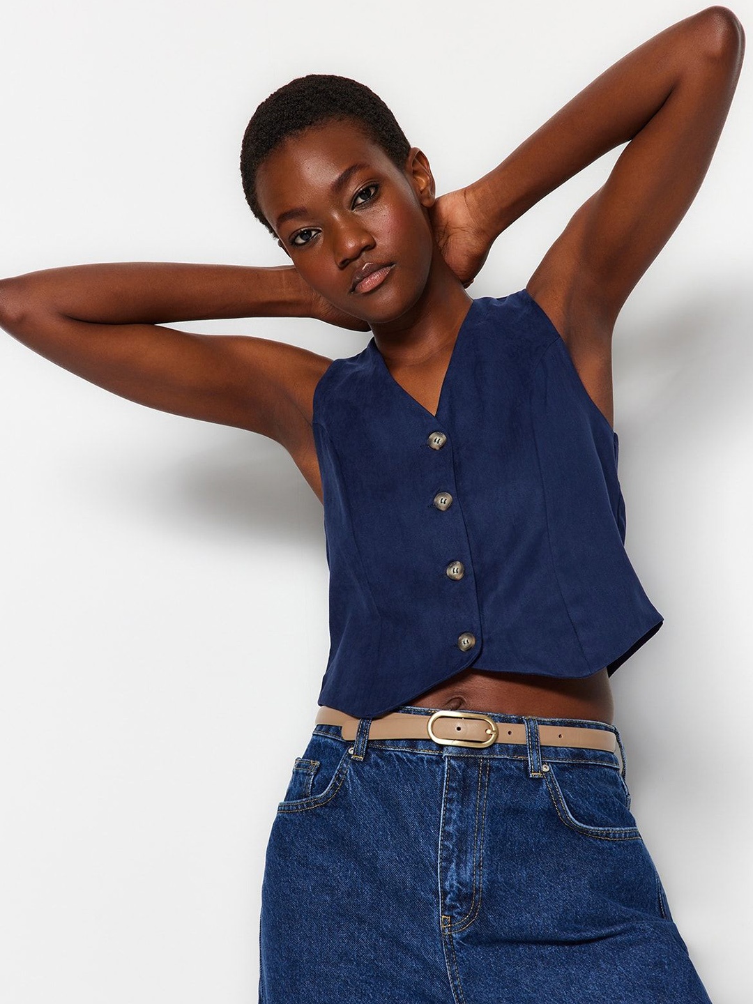 

Trendyol Woven V- Neck Waistcoat, Navy blue
