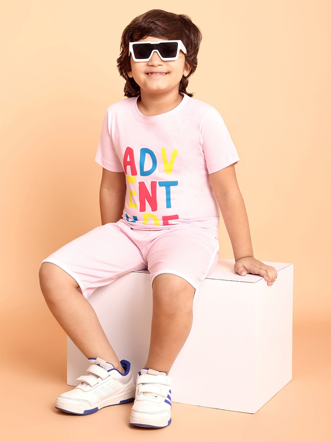 

HERE&NOW Boys Printed T-shirt with Shorts, Pink