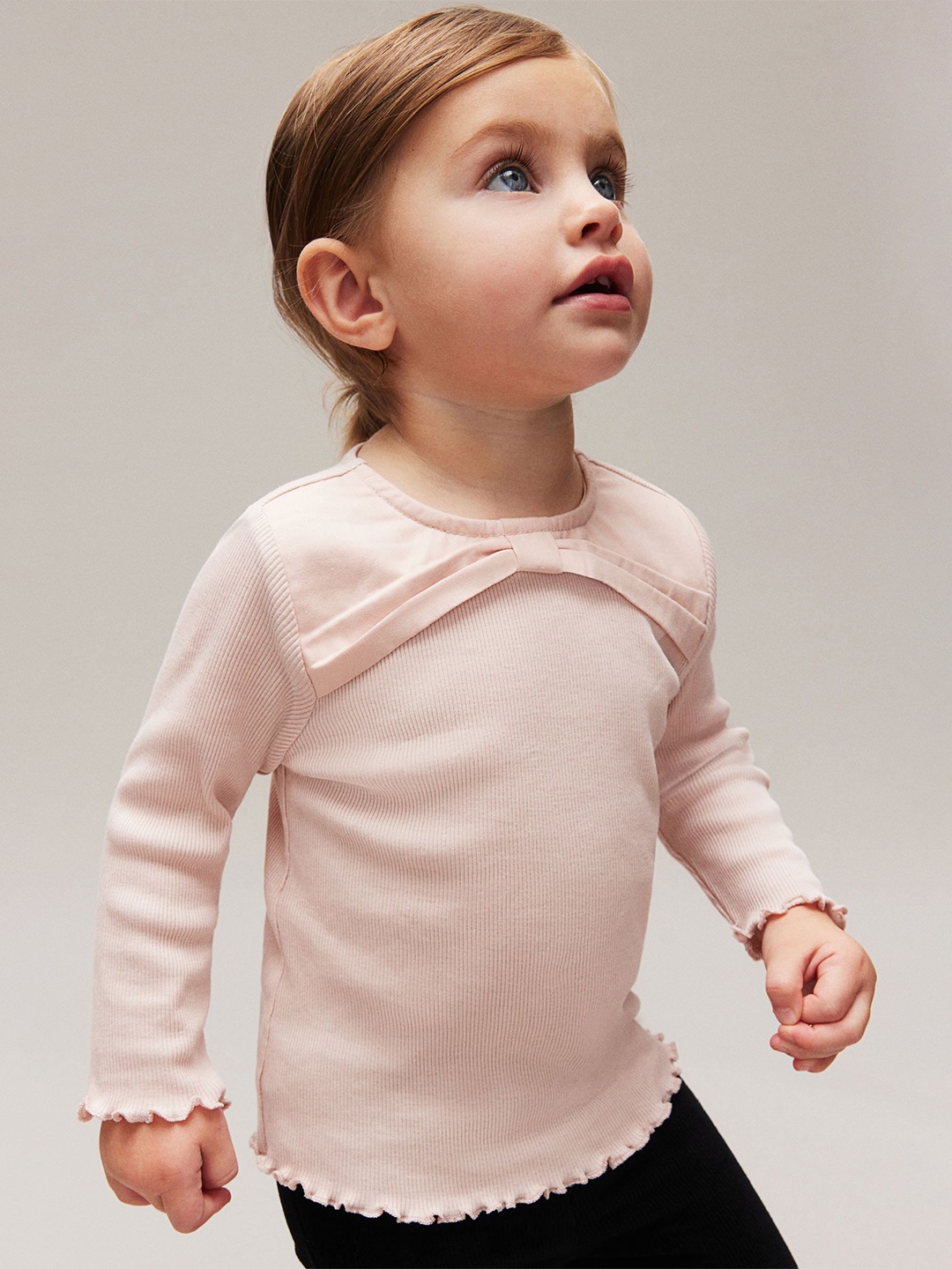 

H&M Girls Bow-Detail Jersey Top, Pink