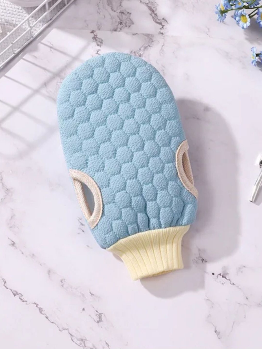 

RANORE Cut Finger Bath Gloves, Blue