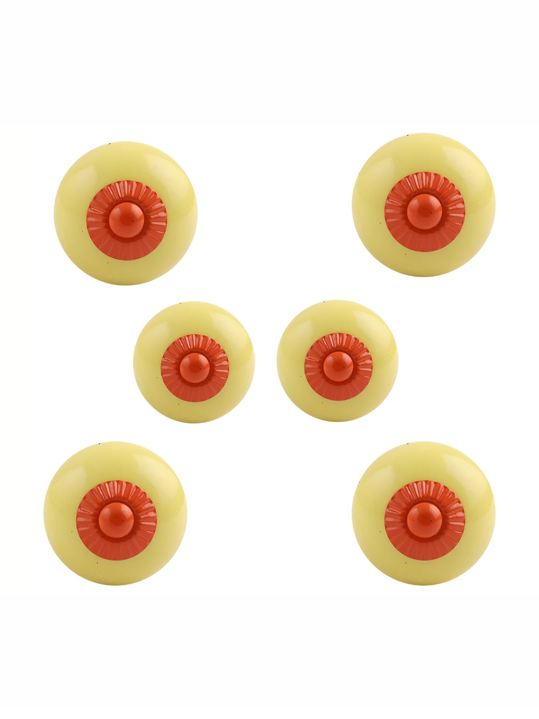 

Indianshelf 6Pcs Yellow & Red Textured Ceramic Knobs
