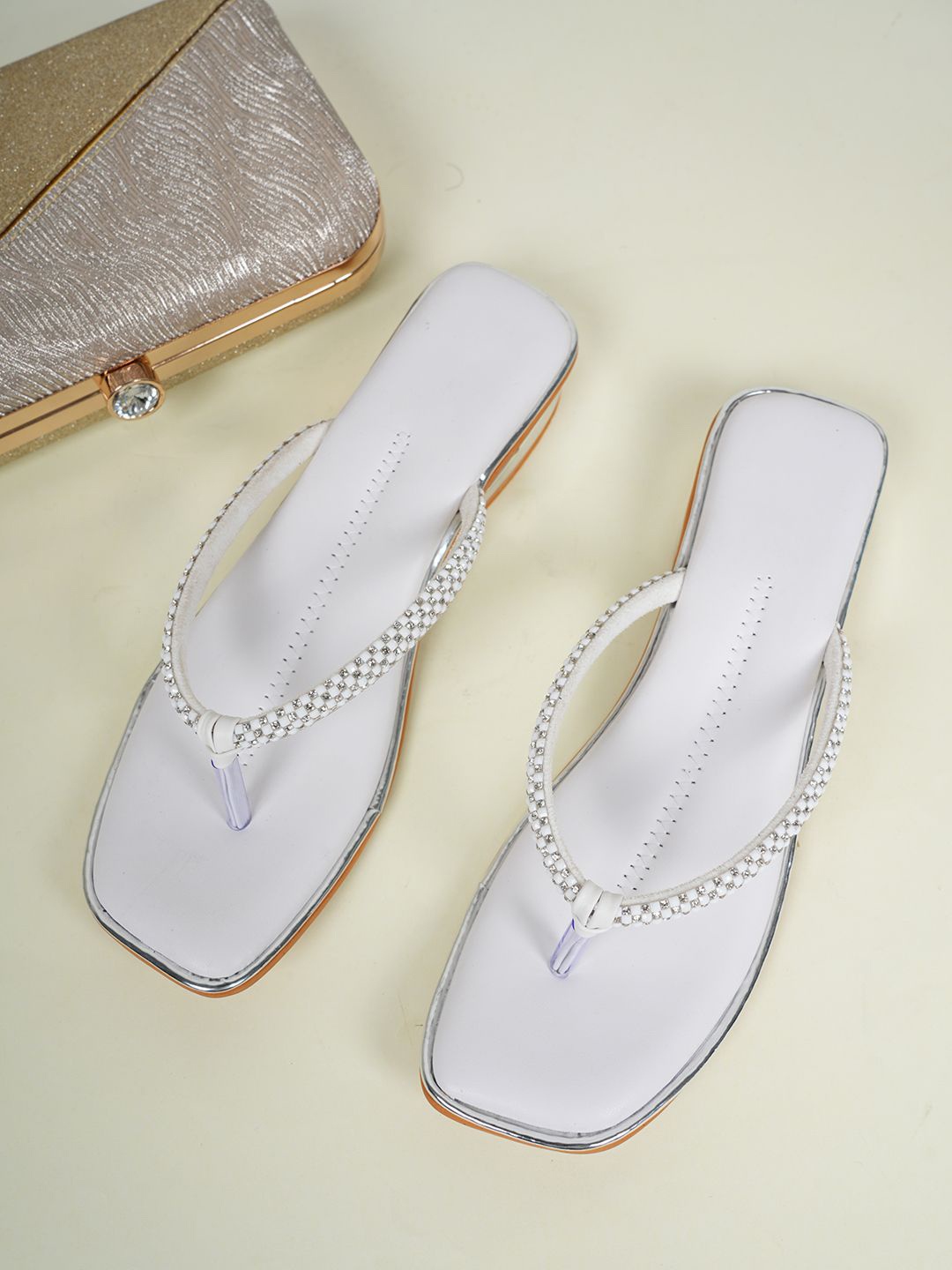 

Walkfree Women Open Toe T-Strap Flats, White