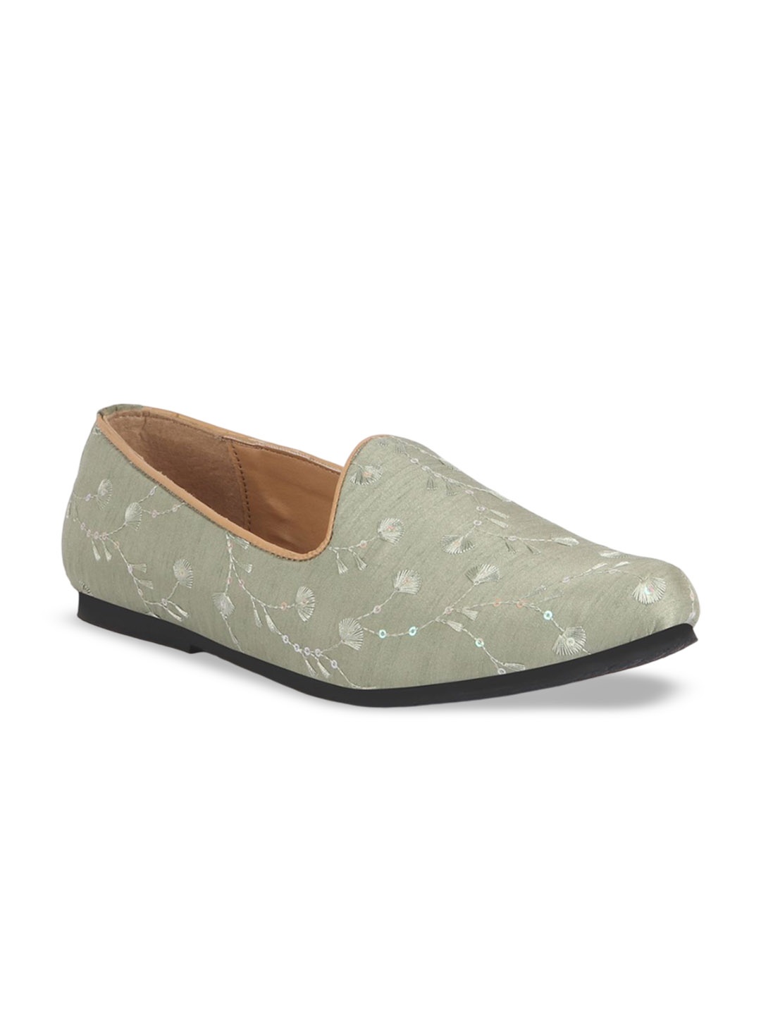 

FAUSTO Men Woven Design Mojaris, Green