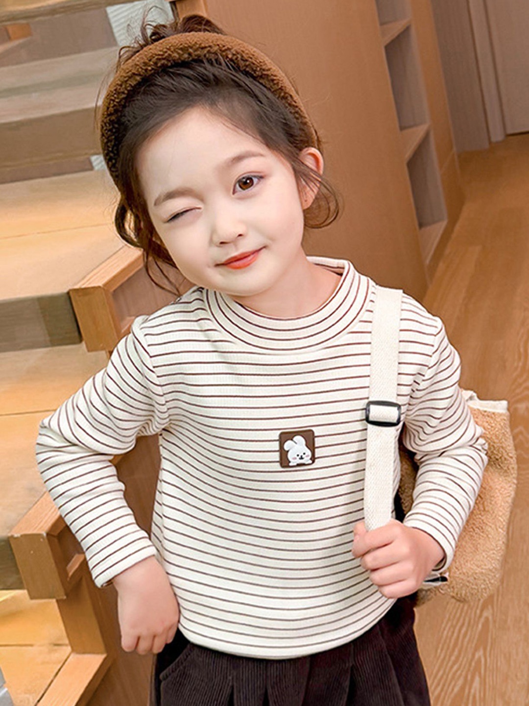 

LULU & SKY Striped Cotton Top, Beige