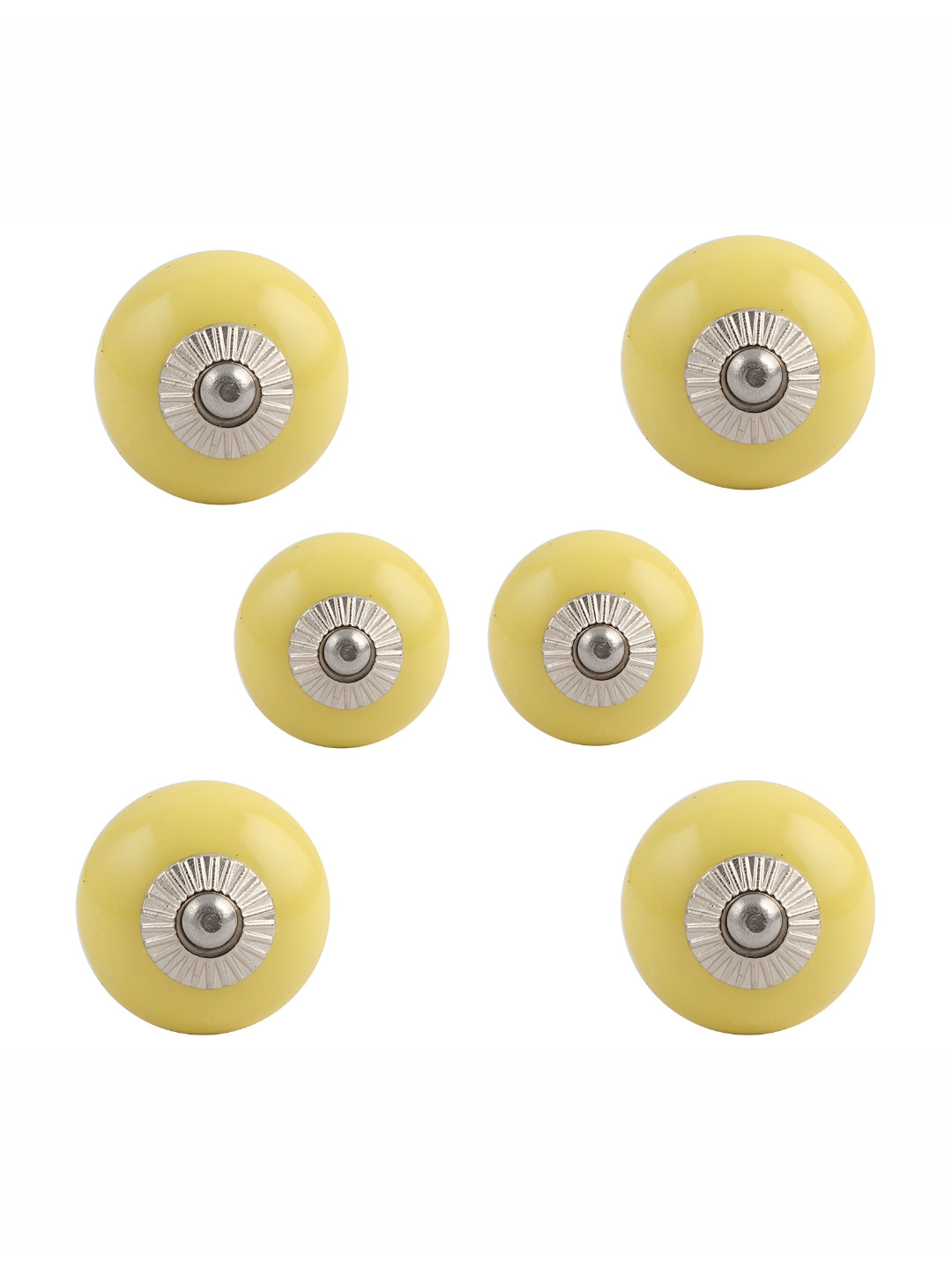 

Indianshelf Yellow & Silver-Toned 6 Pieces Textured Ceramic Knobs