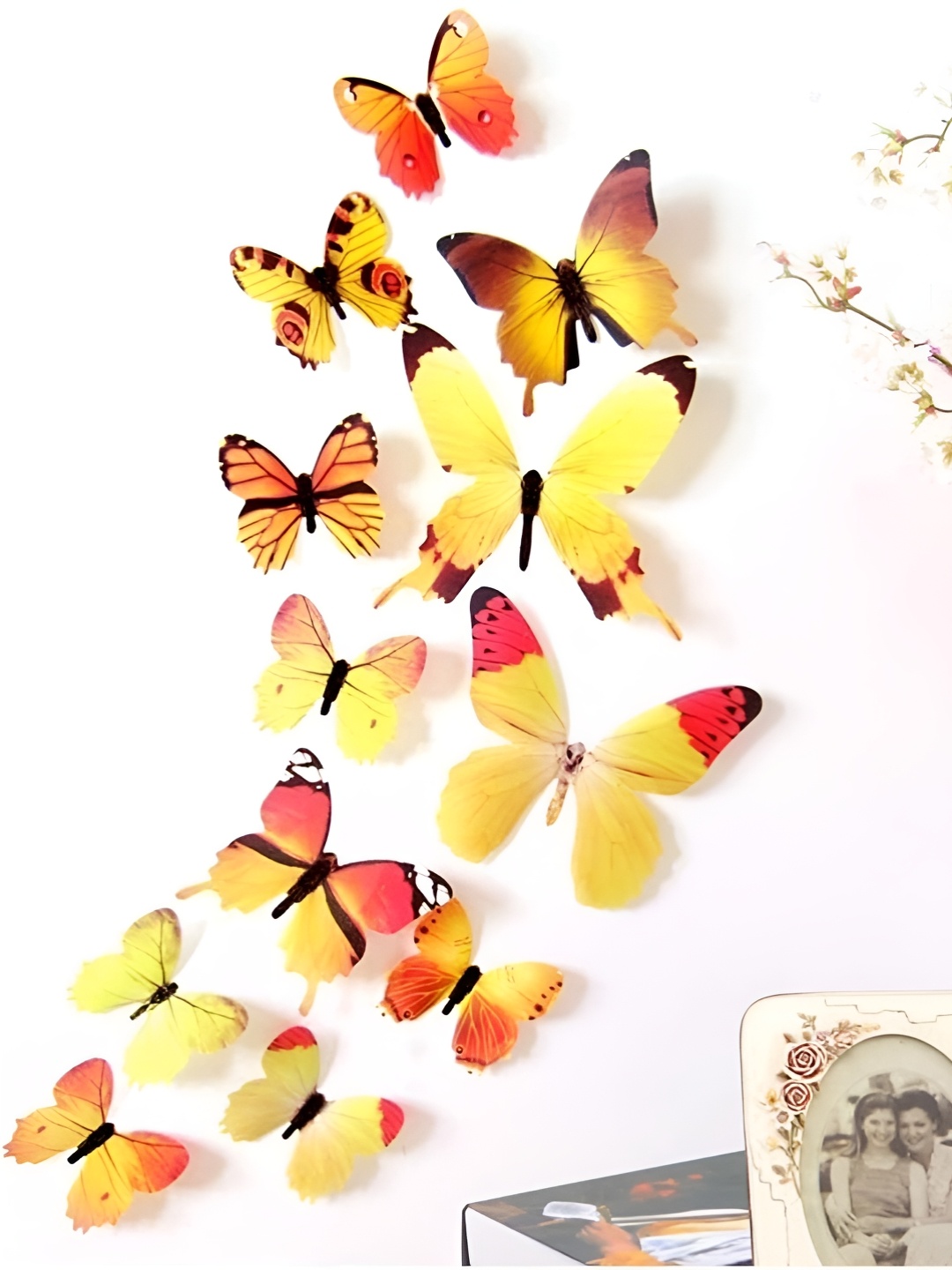 

Asian royal Yellow & Orange Coloured 12 Pieces Butterfly Wall Stickers