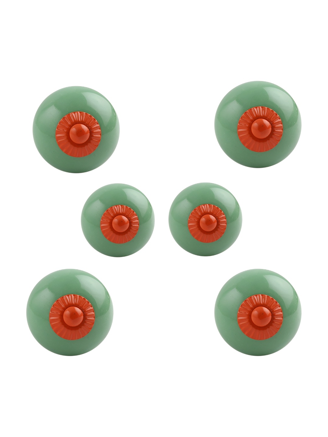 

Indianshelf Red & green Set Of 6 Round Cabinet Knobs