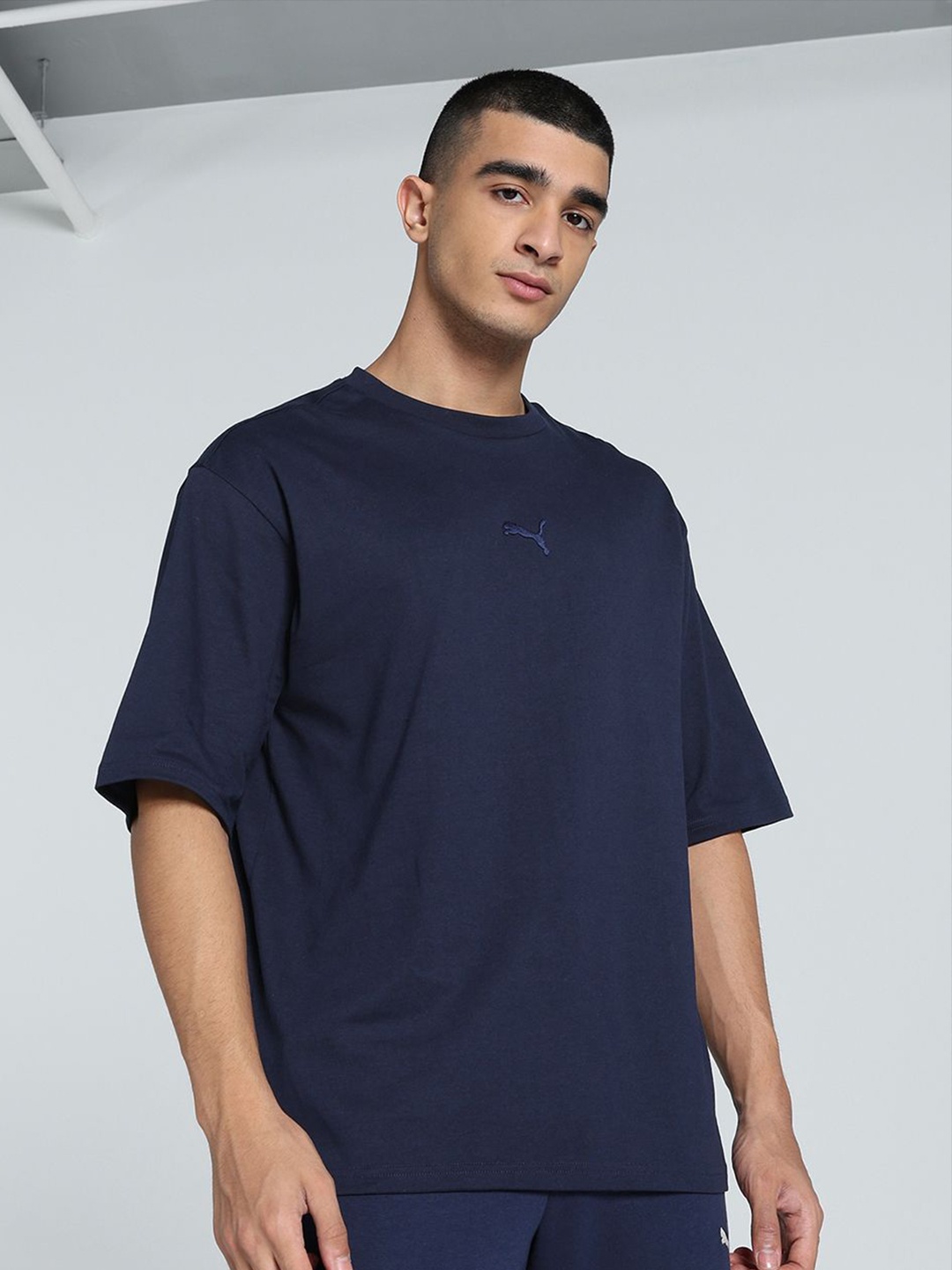 

Puma Elevated Logo Boxy Fit Tee, Blue