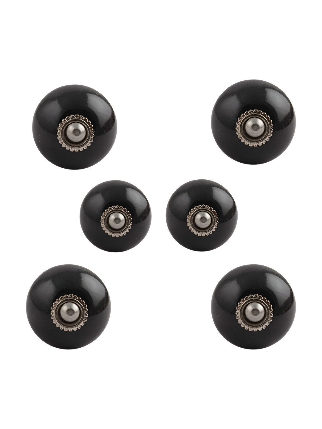 

Indianshelf Set Of 6 Black & Grey Printed Ceramic Knobs