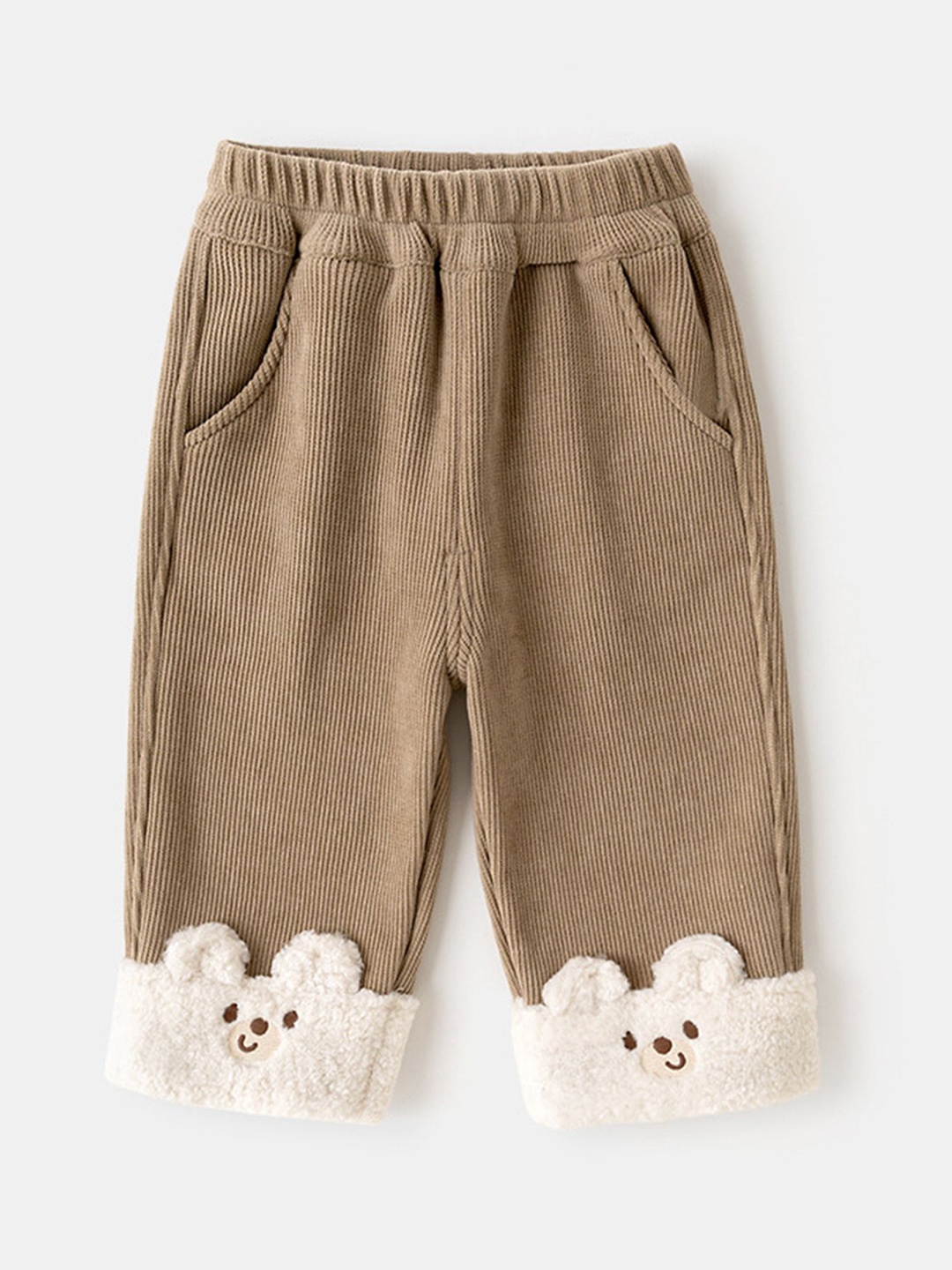 

LULU & SKY Girls Straight Fit High-Rise Trousers, Brown