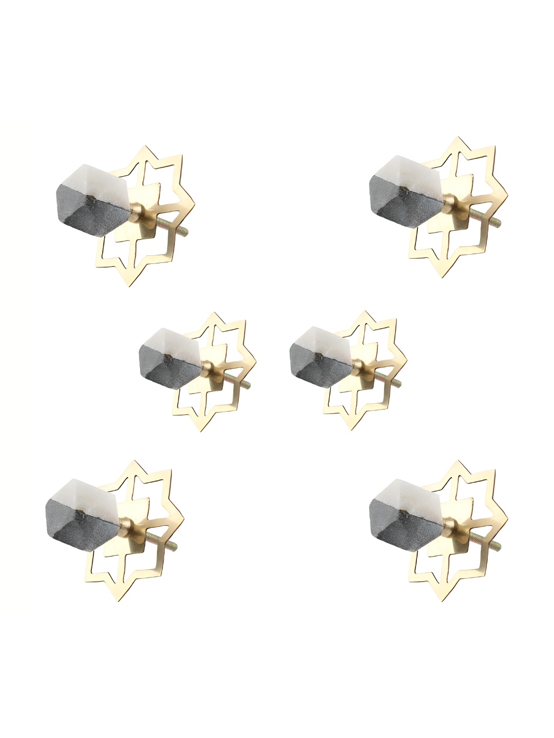 

Indianshelf 6-Pcs Grey & White Printed Ceramic Knobs