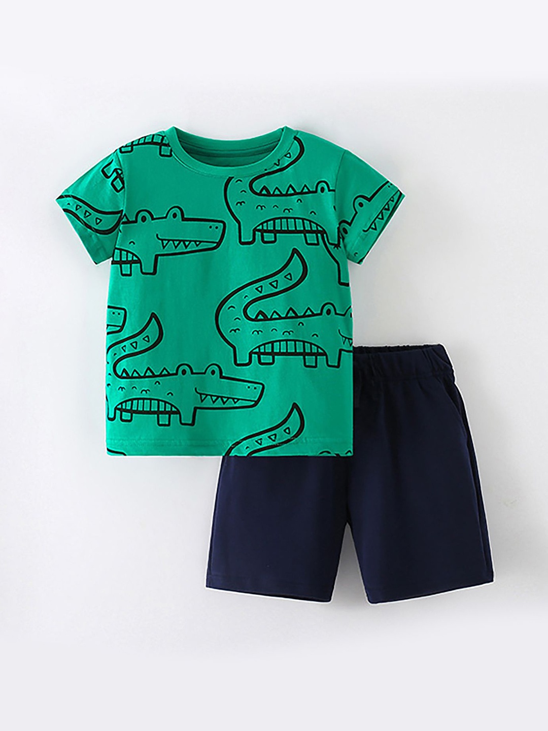 

LULU & SKY Boys Printed T-shirt with Shorts, Green