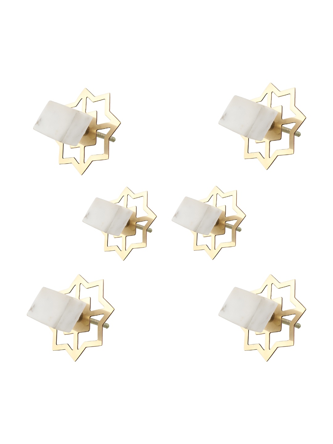 

Indianshelf White & Yellow 6 Pieces Stone Parallelogram Knobs