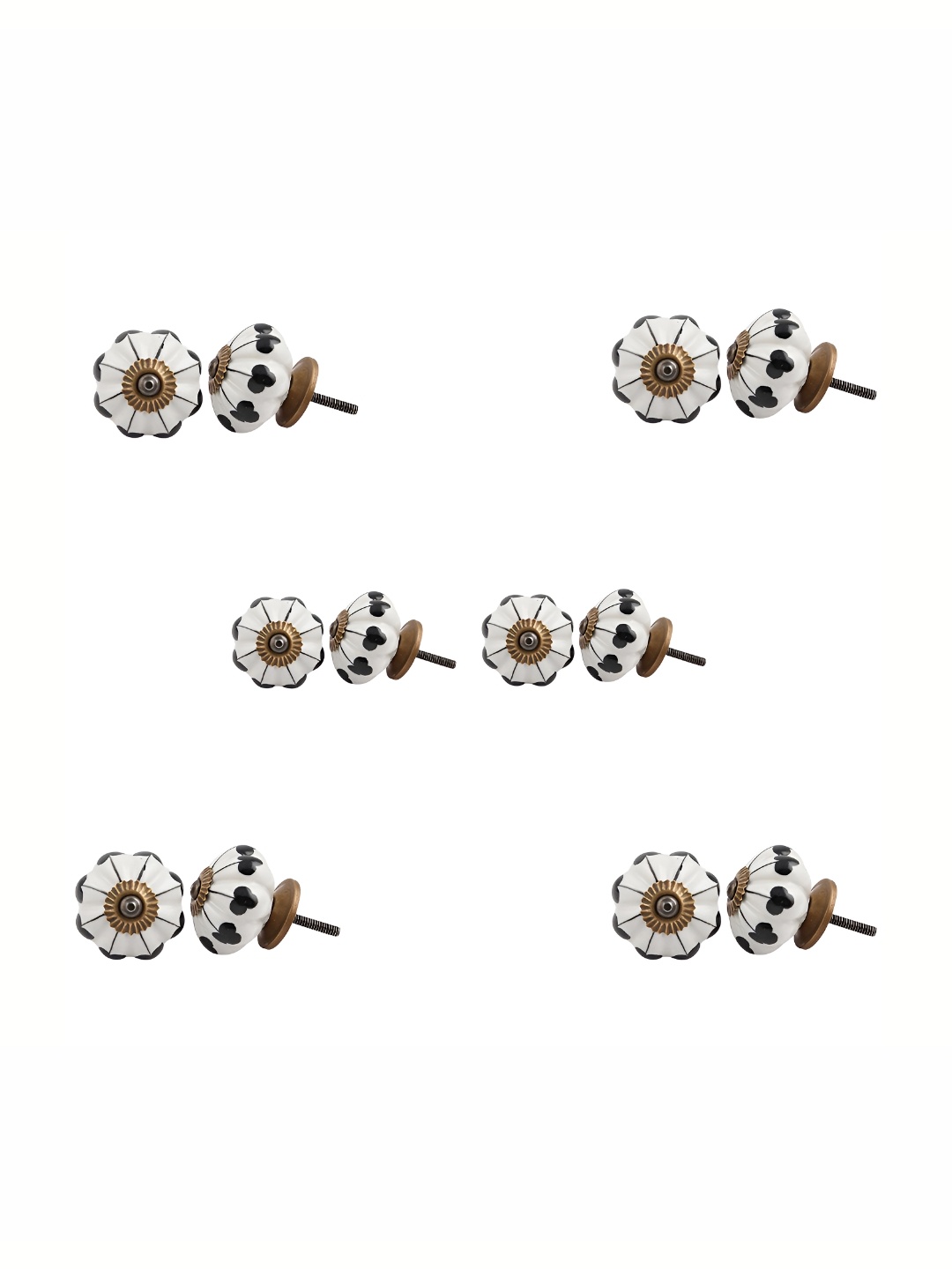 

Indianshelf White & Black 6 Pieces Printed Ceramic Knobs