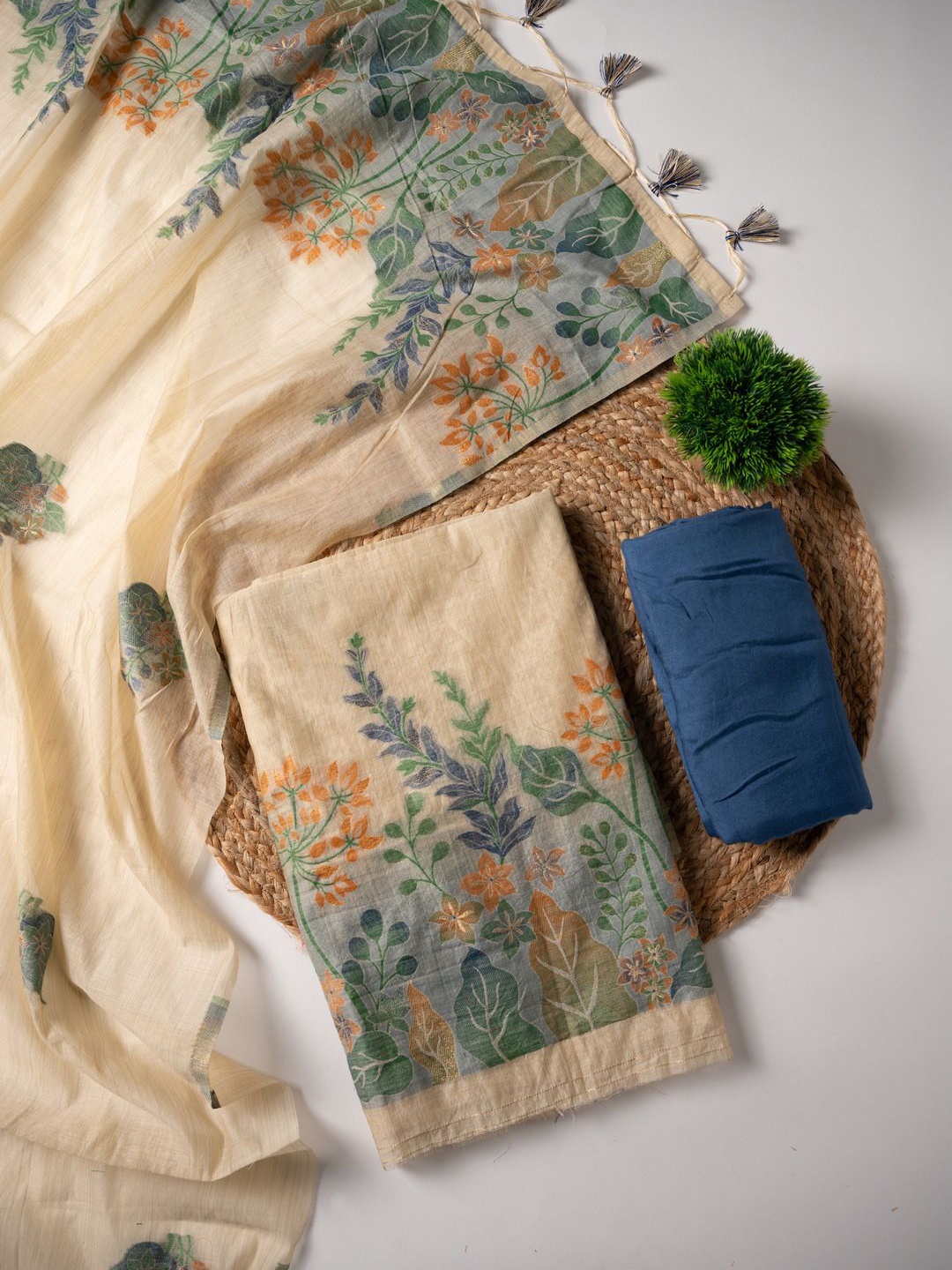 

GAJARAI Unstitched Dress Material, Navy blue