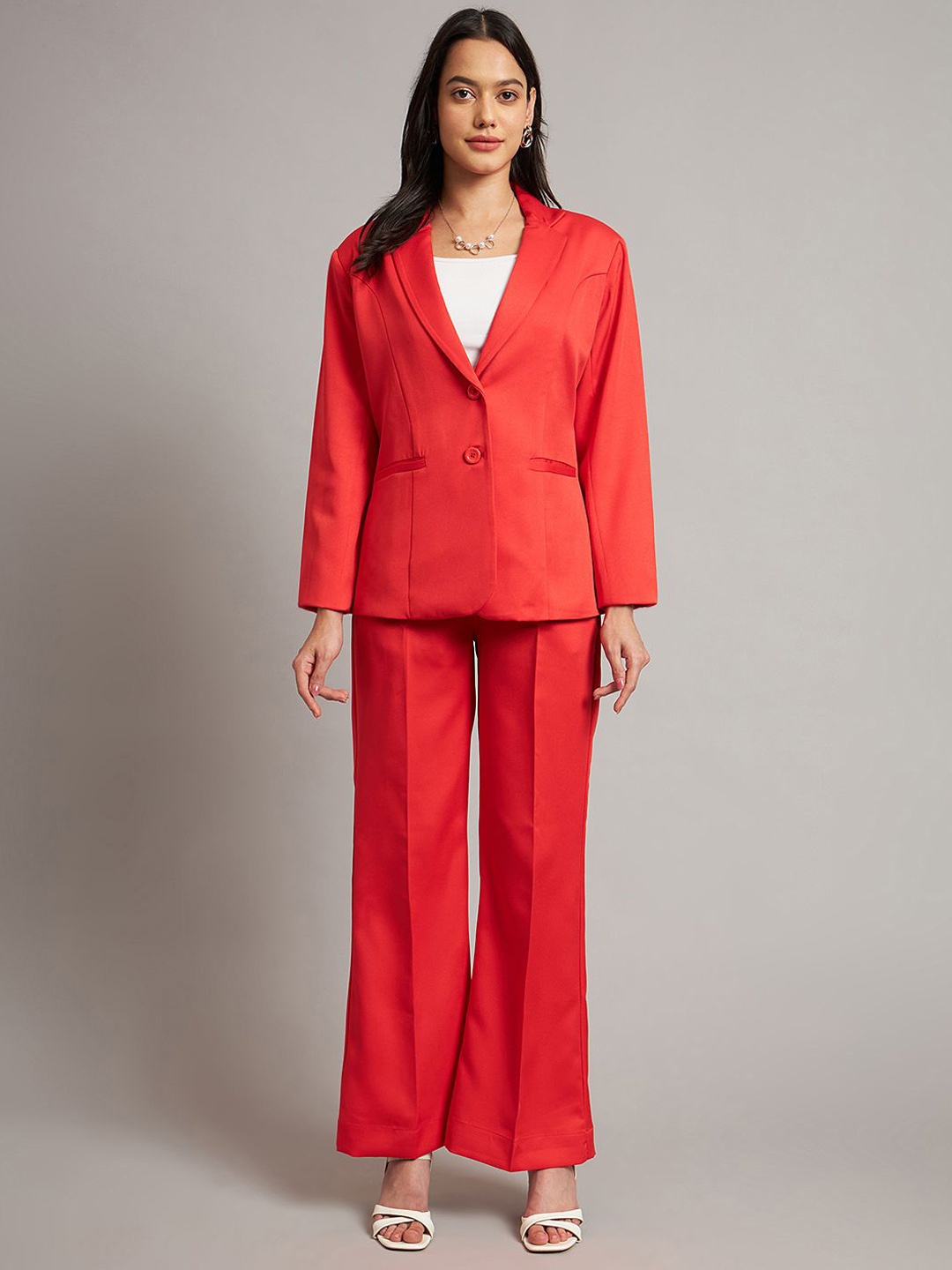 

BRINNS Women Single-Breasted Two-Piece Suit, Red
