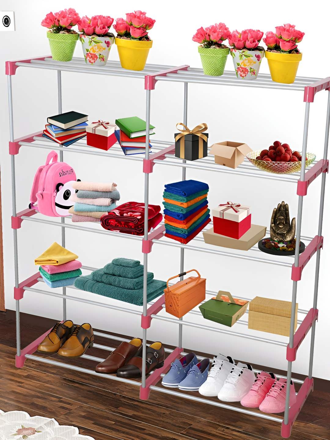 

Decent Hut 10 Shelves Portable Shoe Rack, Pink
