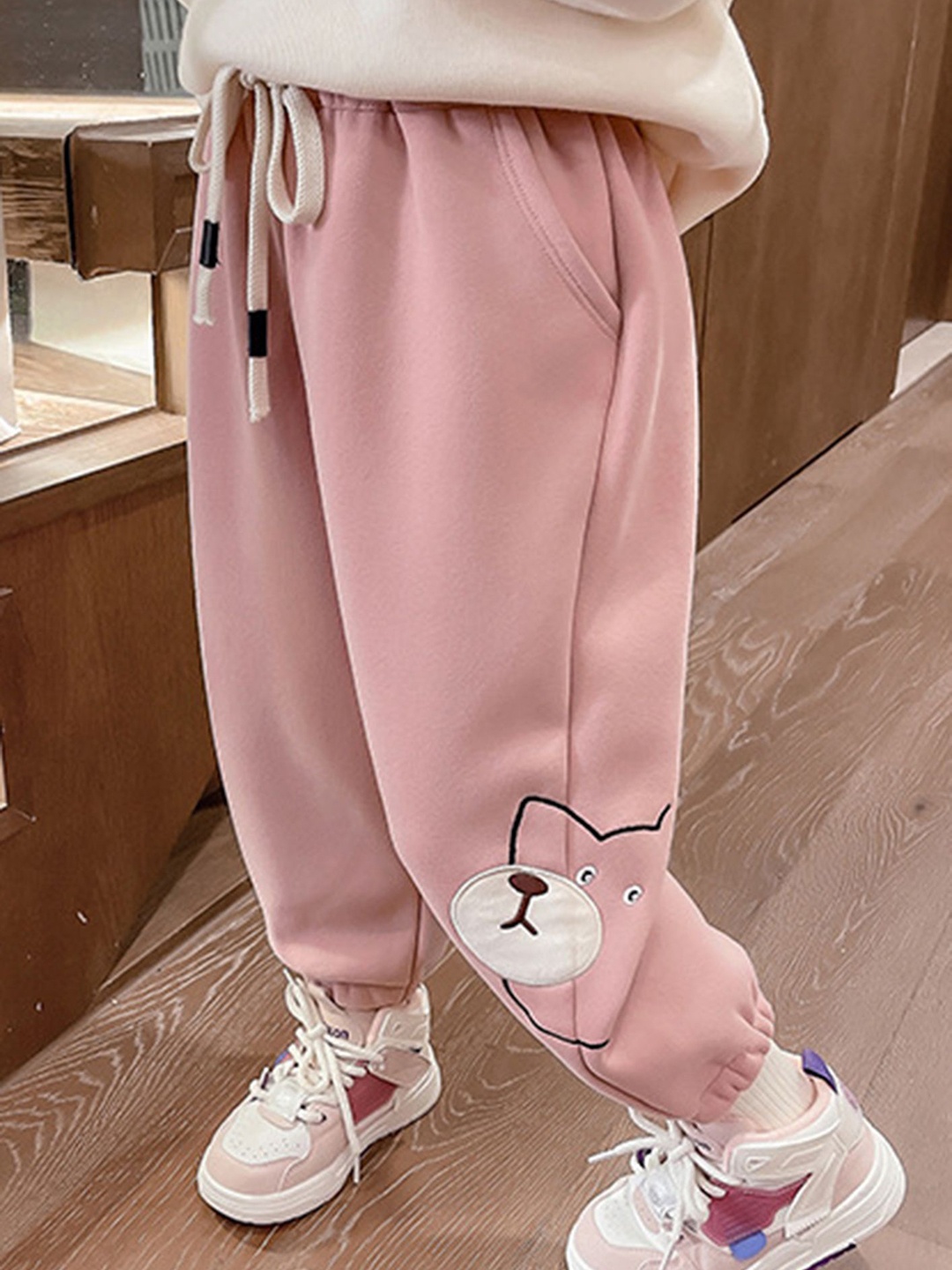 

LULU & SKY Girls Tapered Fit High-Rise Trousers, Pink