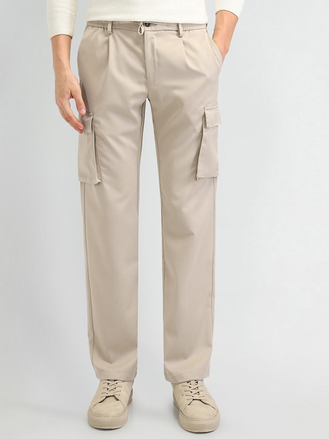 

Arrow New York Men Smart Slim Fit Pleated Trousers, Beige