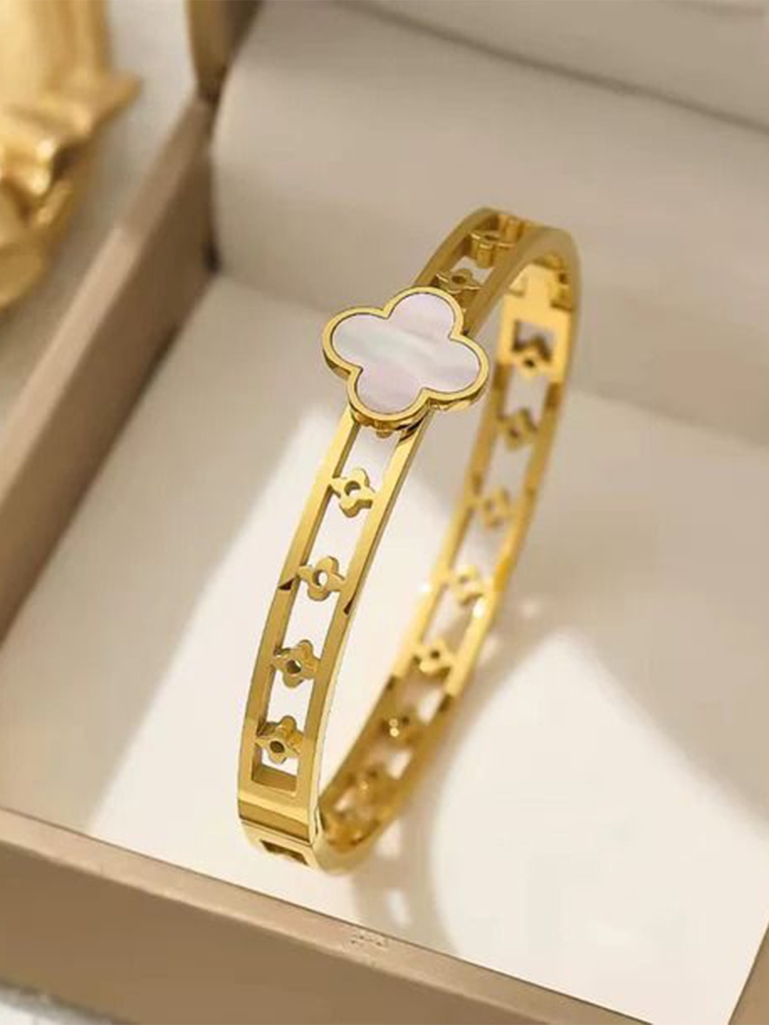 

DIVASTRI Gold-Plated American Diamond Antique Kada Bracelet