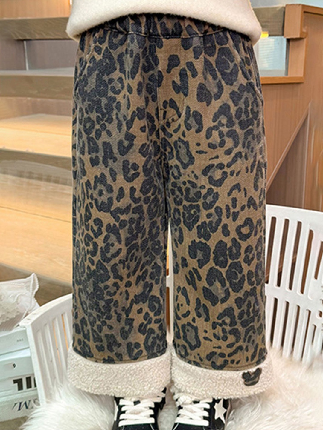 

LULU & SKY Girls Animal Printed Straight Fit Trousers, Brown