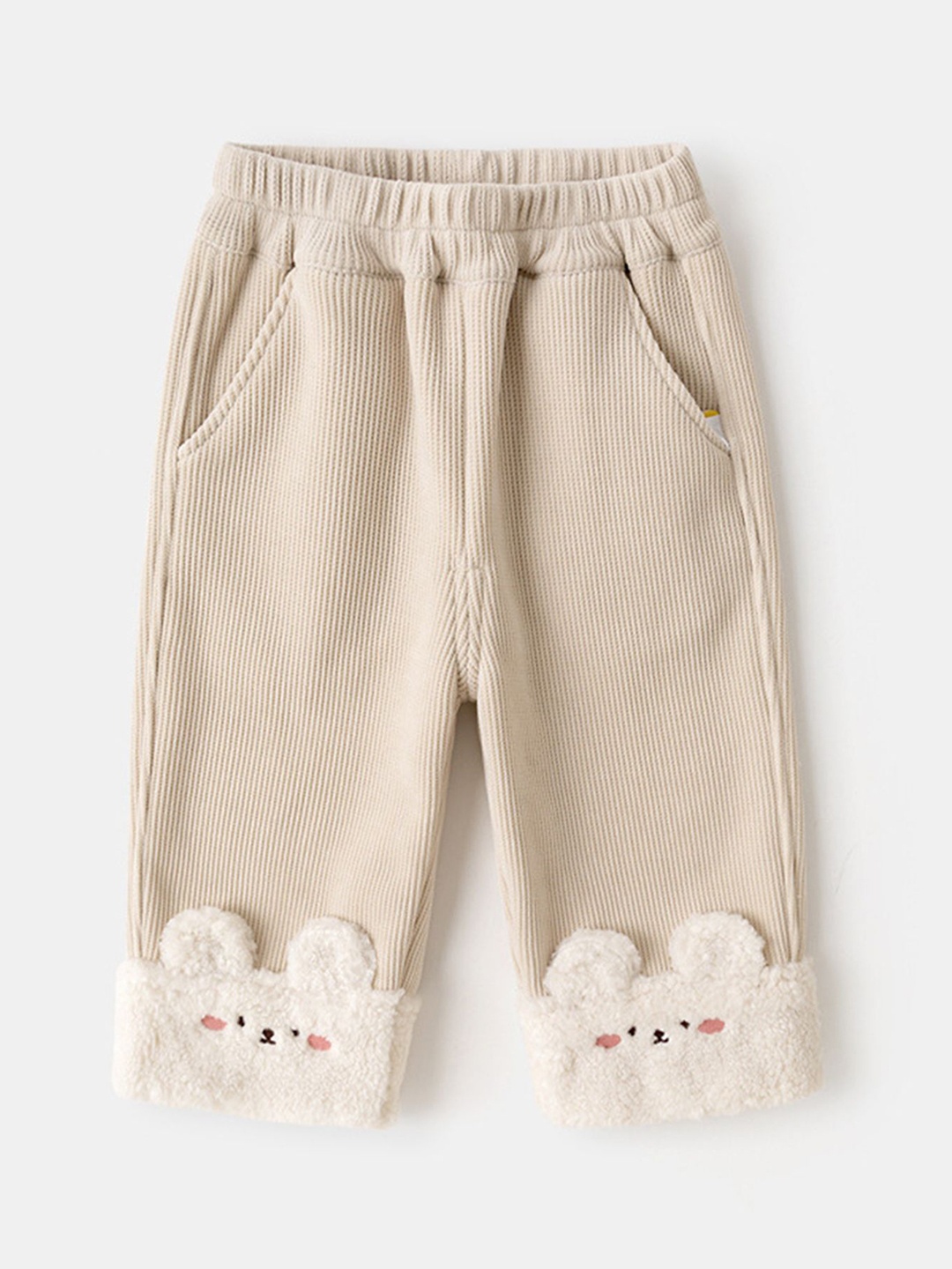 

LULU & SKY Girls Straight Fit High-Rise Joggers Trousers, Beige