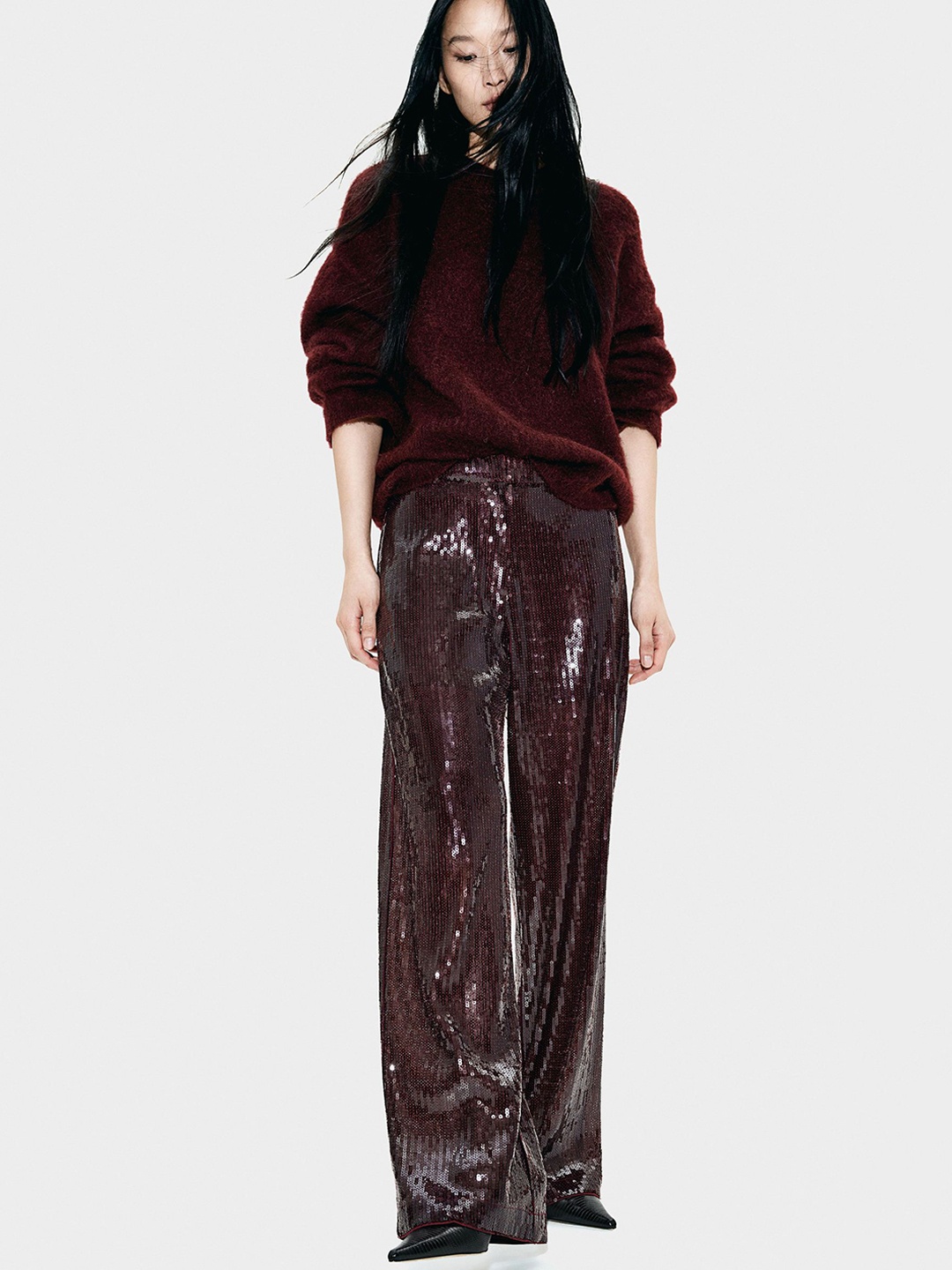 

H&M Sequined Trousers, Red