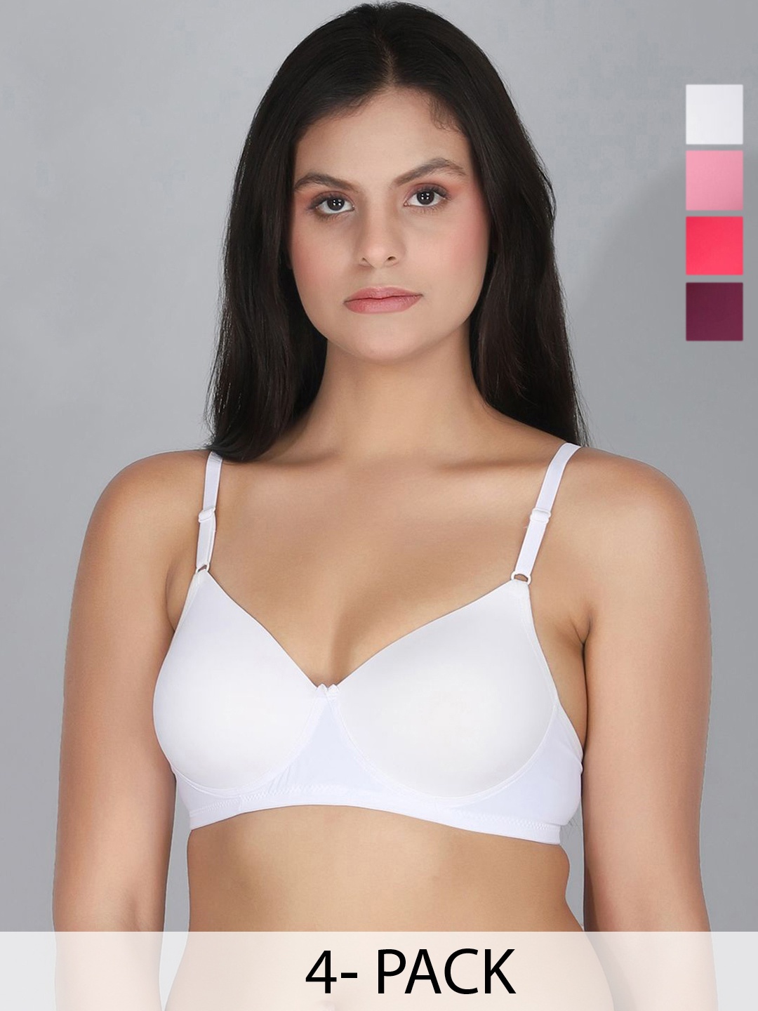 

StyFun Pack Of 4 Full Coverage Lightly Padded Everyday Bra, Purple