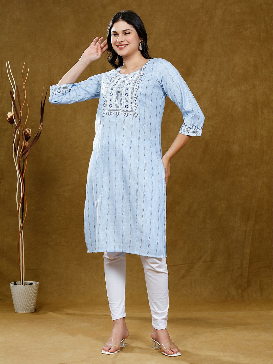 

True Shape Women Ethnic Motifs Printed Maternity Kurta, Blue