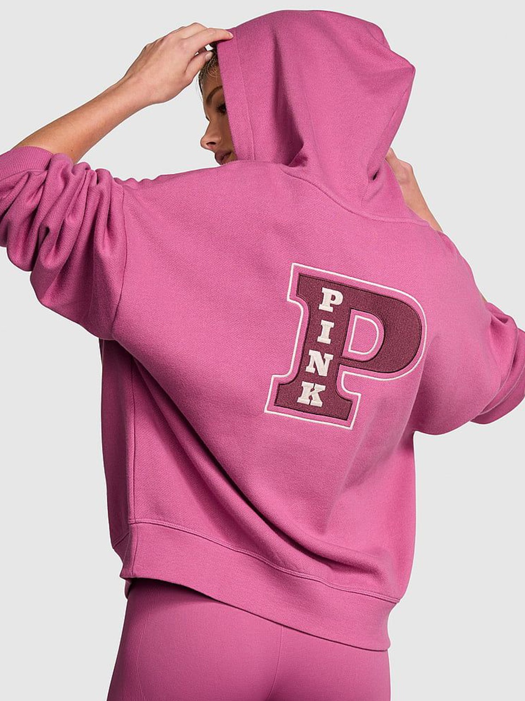 

Victoria's Secret Women Embroidered Hooded Sweatshirt, Pink