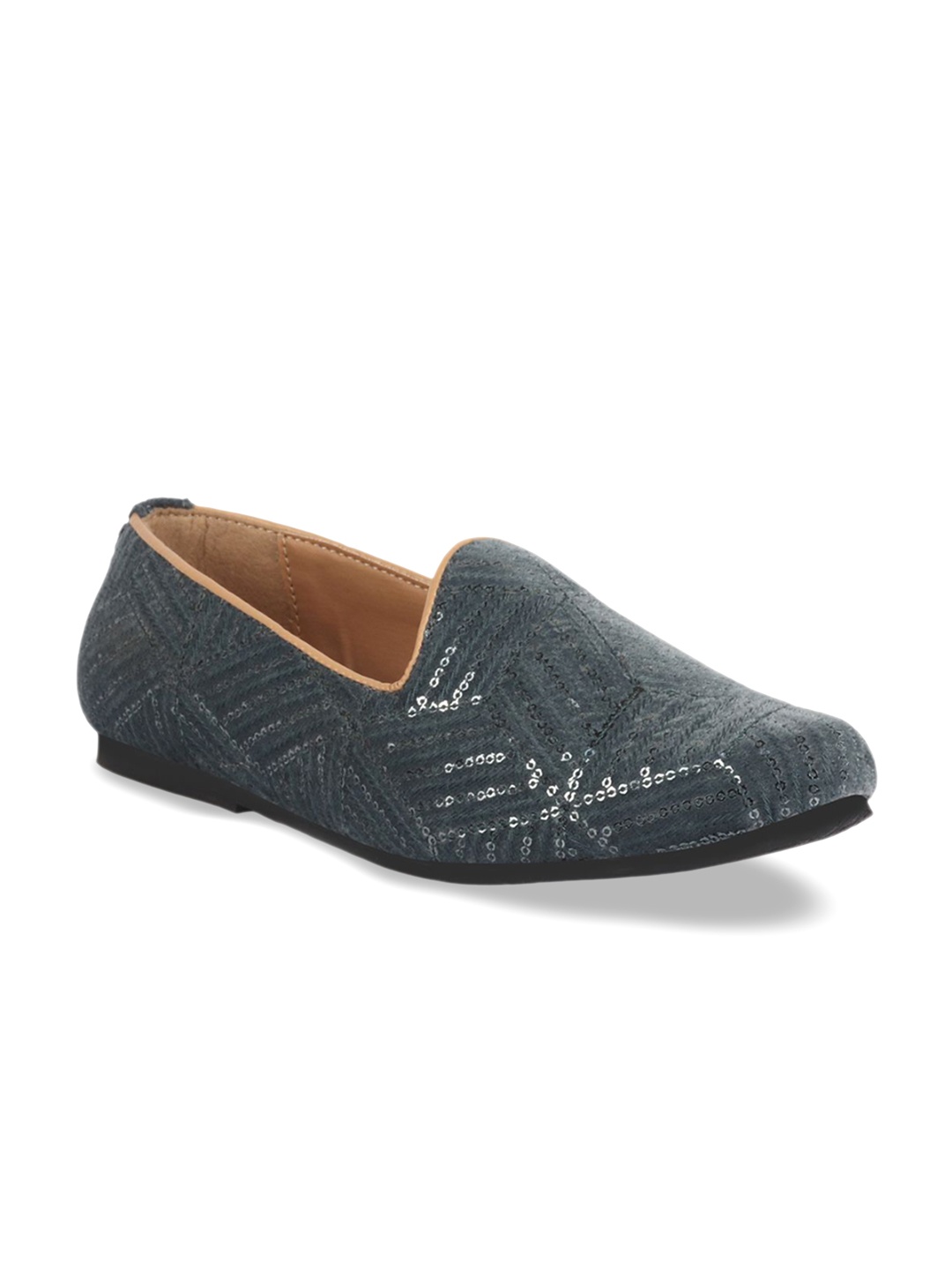 

FAUSTO Men Canvas Sequinned Mojaris, Grey