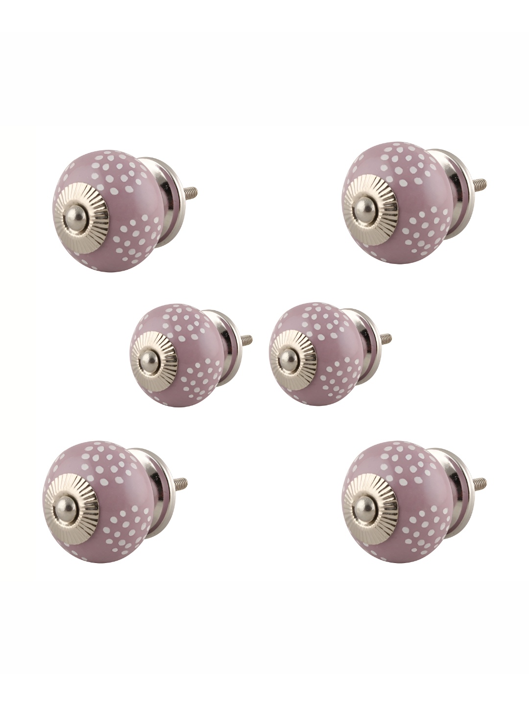 

Indianshelf Purple & White 6 Pieces Printed Ceramic Knobs