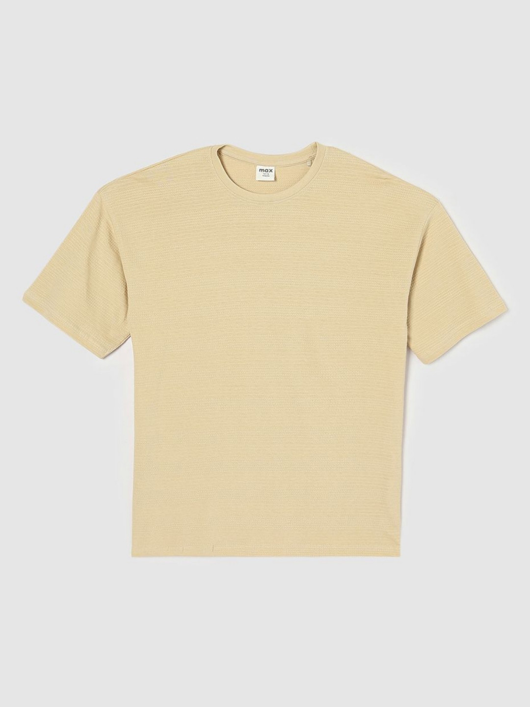 

max Boys Solid Round Neck Cotton T-shirt, Beige