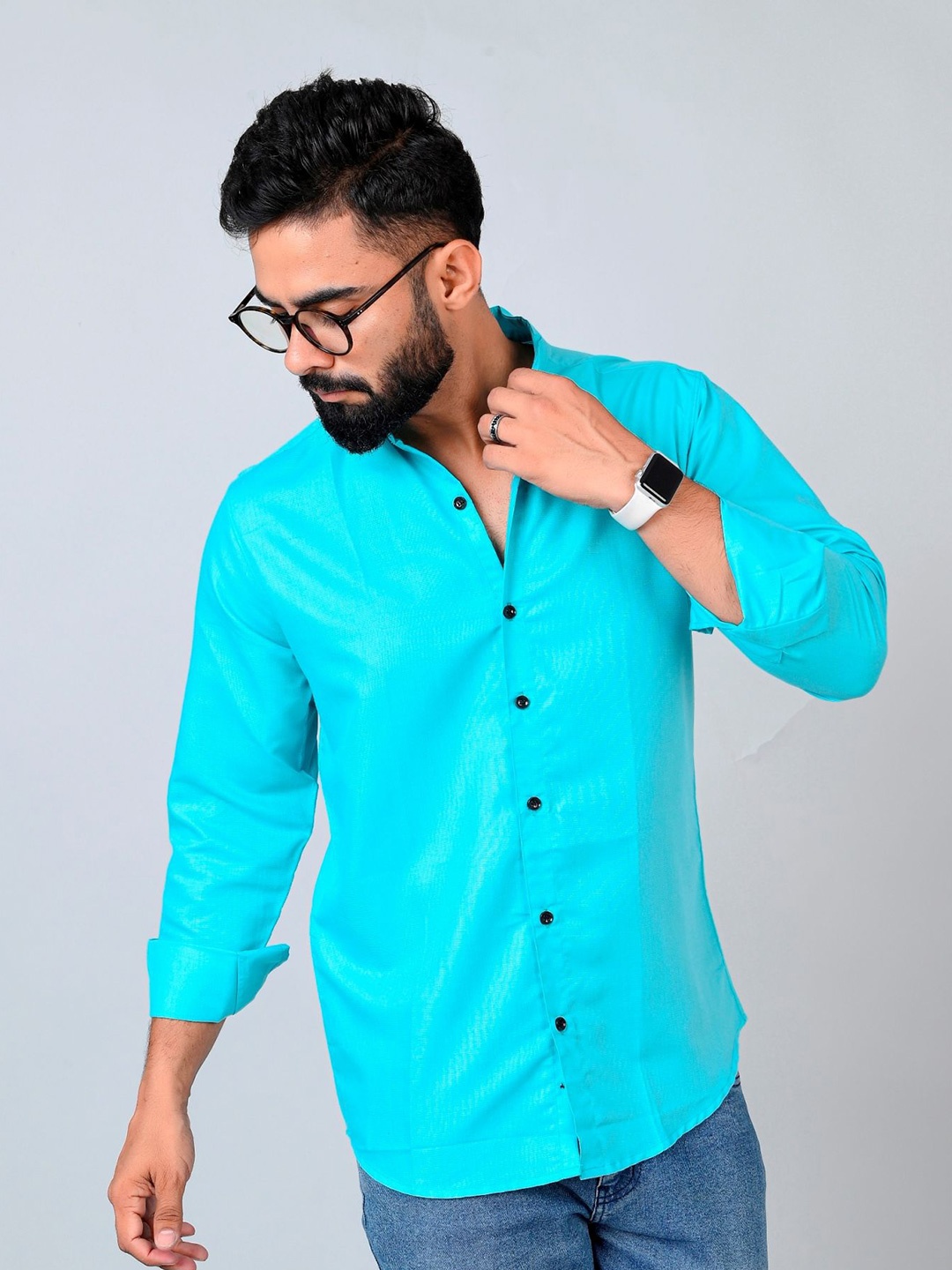 

Tanip Men Sheer Casual Shirt, Blue