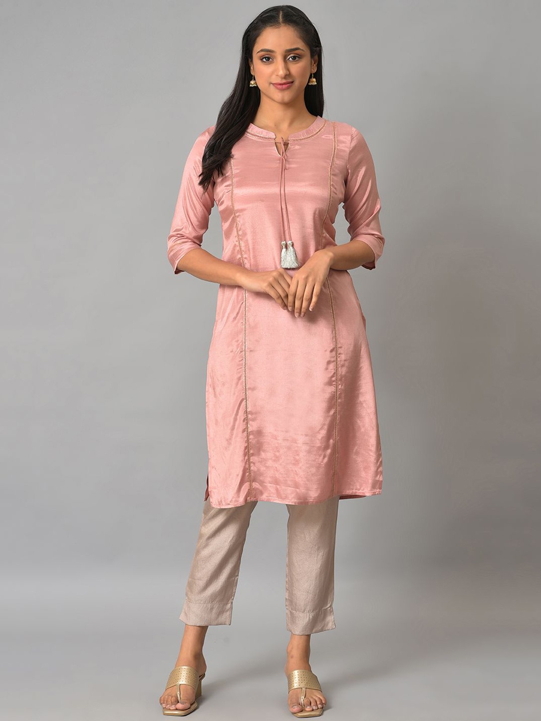 

AURELIA Women Thread Work Kurta, Pink